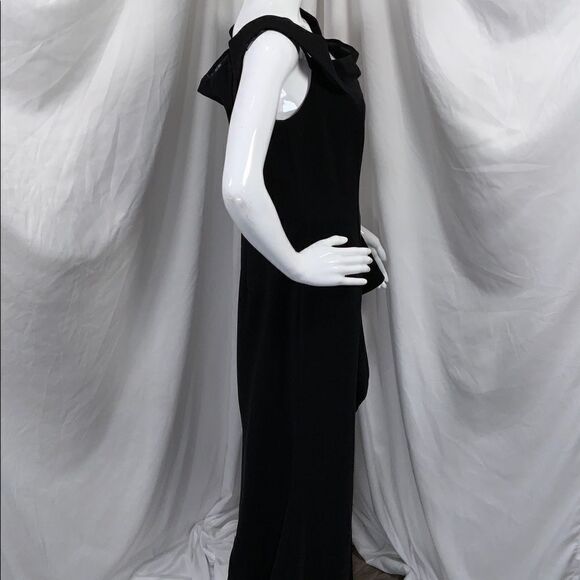 CARMEN MARC VALVO INFUSION Ruffle Off the Shoulder GOWN Size 14 COBALT (B11) - Picture 2 of 6